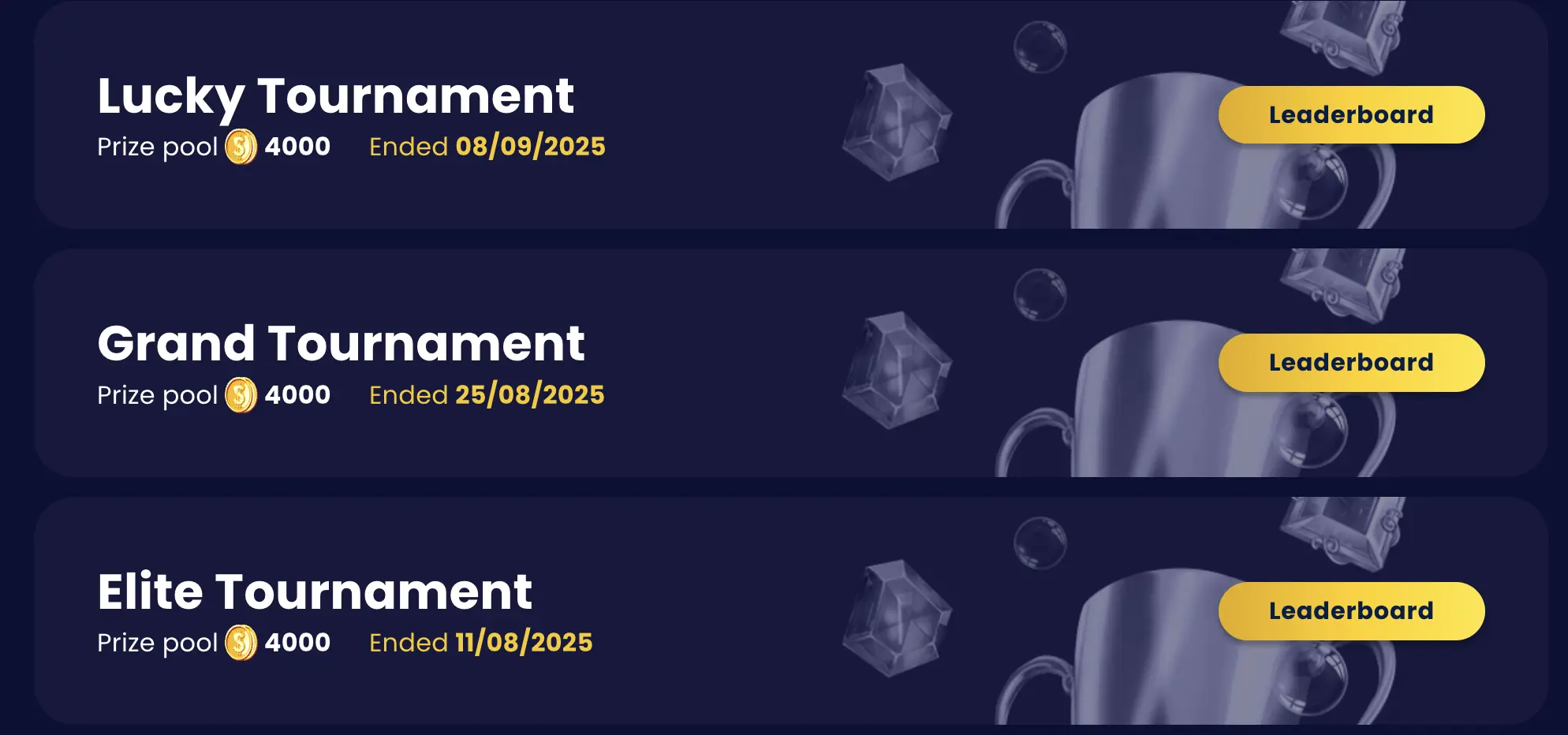 Current tournaments
